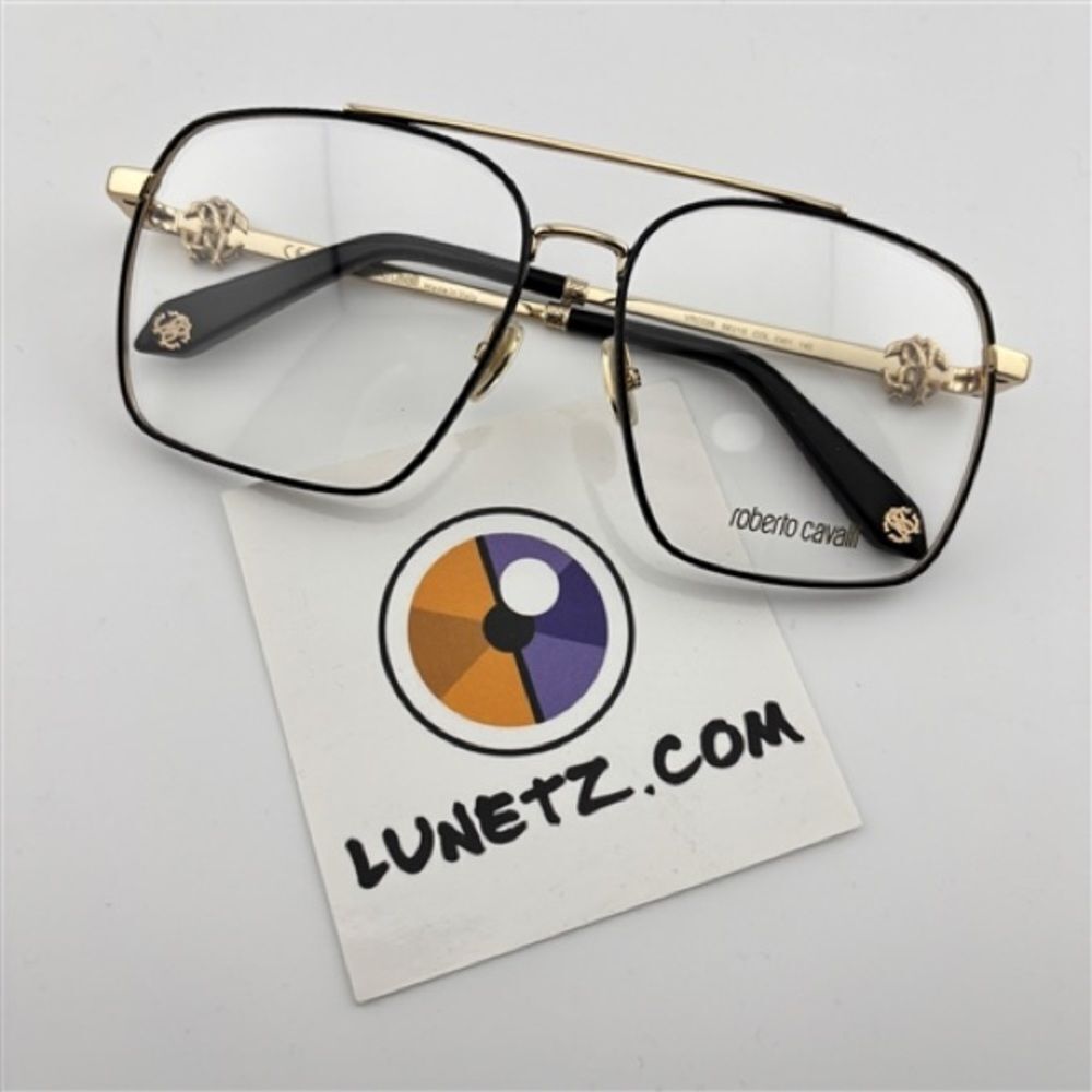 Roberto Cavalli 028 Black and Gold Square Eyeglasses